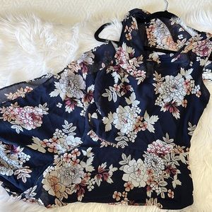 Robert Louis Dress - dark blue with floral print - size M